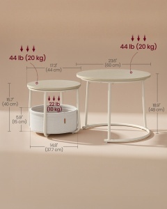 Set 2 piese Masute de cafea Lilea, Natural, 60x60x48 cm - Img 6