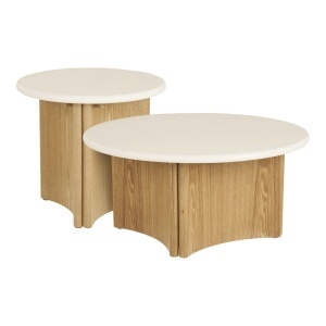 Set 2 piese Masute de cafea Motril, Alb, 80x80x45 cm - Img 3