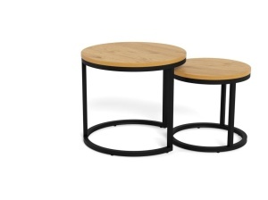 Set 2 piese Masute de cafea Spiro, Natural, 40x45x45 cm - Img 3