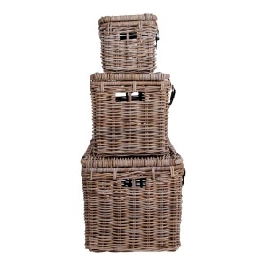 Set 3 piese Cufere depozitare Depok, Gri, 81x51x48 cm - Img 2