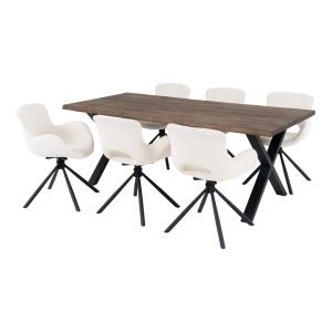 Set 7 piese Masa dining si scaune Toulon, Natural, 200x95x82.5 cm - Img 2