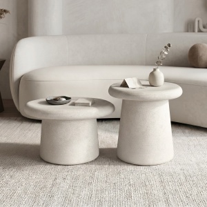 Set masute de cafea, 2 buc, Herona, Pako, Alb 60x60x40 cm