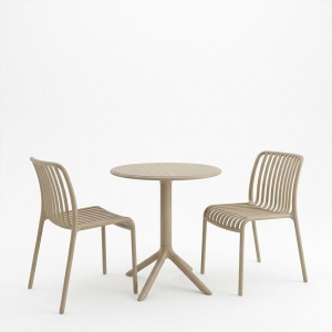 Set mobilier dining 3 piese Mercon Zoi, Cappuccino, 60x60x75 cm - Img 2