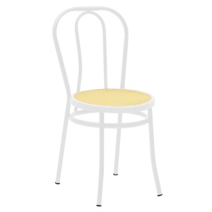 Szék, Vienna, bézs rattan műanyag, fehér fém