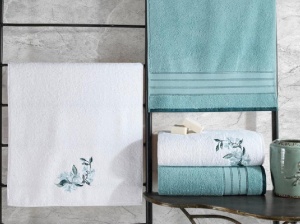 Törölköző szett, Colorful Mint-Alb, 100% pamut, 50x90 és 90x150 cm, 4 részes