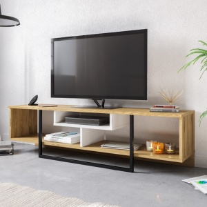 TV-szekrény, Asal (150), Tölgy, Fehér, Fekete
