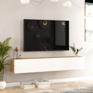 TV-szekrény, FR8, Atlanti fenyő-Fehér - Img 2