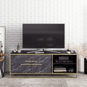 TV-szekrény, Polka, Fekete - Img 2