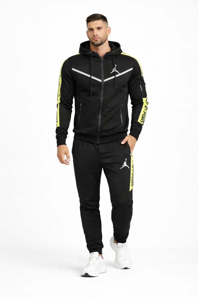 Trening barbati cu gluga slim fit negru T416