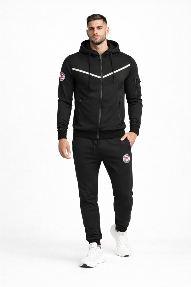 Trening barbati cu gluga slim fit negru T420