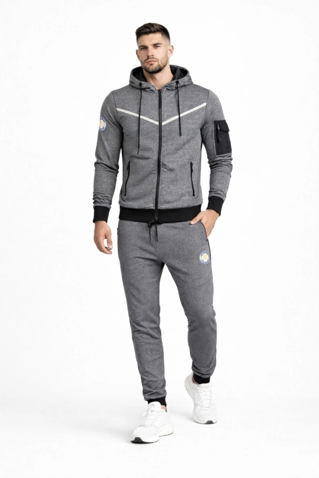 Trening barbati cu gluga slim fit gri T423
