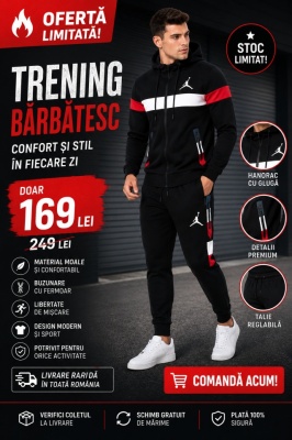 Trening bărbați sport casual cu fermoar și glugă T554 - Img 1