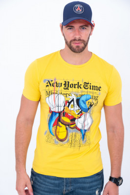 Tricou imprimeu New York galben N300