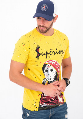 Tricou imprimeu galben N211