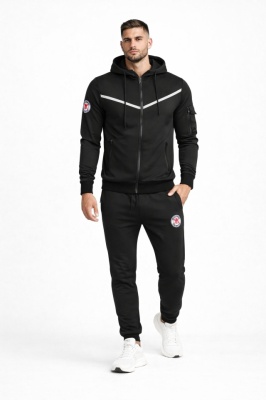 Trening barbati cu gluga slim fit negru T420 - Img 1