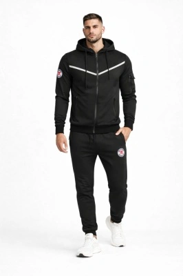 Trening barbati cu gluga slim fit negru T420 - Img 1