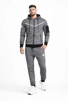 Trening barbati cu gluga slim fit gri T423 - Img 1