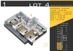 Apartament 3 camere decomandat, terasa 16.79mp, nr1,bl4, suprafata 94.33 mpT,Theodor Pallady, Nicolae Teclu Metrou, Rossa Residence - Img 5