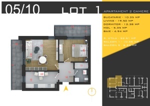 Apartament 2 camere decomandat, 2 balcoane, nr5/15,bl1, suprafata 70 mpt ,Theodor Pallady, Nicolae Teclu Metrou, Rossa Residence - Img 2