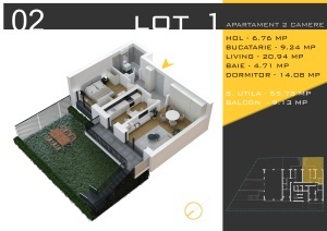 Apartament 2 camere decomandat cu GRADINA PROPRIE,nr2,bl1, suprafata 65 + 63 mpt ,Theodor Pallady, Nicolae Teclu Metrou, Rossa Residence - Img 2