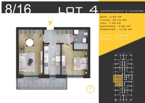 Apartament 2 camere decomandat,nr 8/16/24,bl4, suprafata 64.84 mpt ,Theodor Pallady, Nicolae Teclu Metrou, Rossa Residence - Img 5