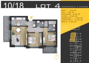 Apartament 3 camere decomandat, 2 balcoane, nr10/18,bl4, suprafata 82.18 mpt ,Theodor Pallady, Nicolae Teclu Metrou, Rossa Residence