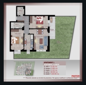 Apartament 3 camere decomandate cu GRADINA PROPRIE, suprafata 80+61 mpt, METROU Nicolae Teclu , Theodor Pallady
