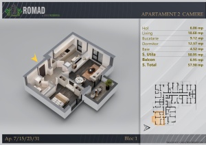 Apartament 2 camere decomandat, Suprafata 58.54 mpt, Romad By Romco, Apartamente noi Theodor Pallady - Img 2