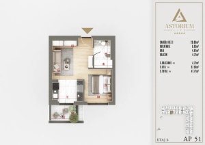 Garsoniera dubla cu 2 camere tip studio, Bloc C etaj 6 nr. 51 – Astorium Life - Img 5