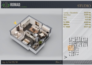 Apartament 2 camere OS, suprafata 50.59 mpt, Romad By Romco, Apartamente noi Theodor Pallady - Img 2