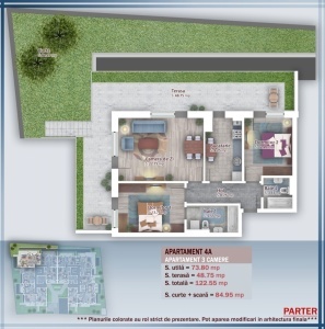 Apartament 3 camere decomandat cu GRADINA PROPRIE, nr 4, sc A, suprafata 122.5+85 mp, Theodor Pallady, Nicolae Teclu