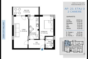 Apartament cu 2 camere decomandat, nr 11,17,23, suprafata 61.75mpt, Theodor Pallady, Nicolae Teclu, Victor Brauner