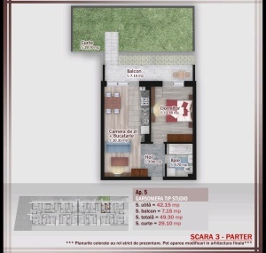 Apartament 2 camere cu GRADINA nr 5 scara 3 - suprafata 49.30 + 29.10 mp - FIRST ONE - Calitei - Theodor Pallady - - PROMOTIE cu PARCARE inclusa