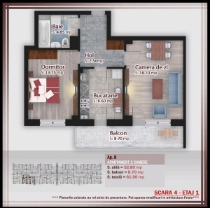 Apartament 2 camere decomandat nr 24 scara 4 - suprafata 61.50 mpt - FIRST ONE - Calitei - Theodor Pallady - - PROMOTIE cu PARCARE inclusa