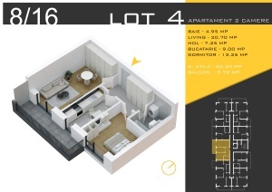 Apartament 2 camere decomandat,nr 8/16/24,bl4, suprafata 64.84 mpt ,Theodor Pallady, Nicolae Teclu Metrou, Rossa Residence - Img 6