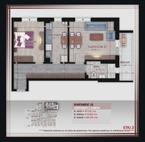 Apartament 2 camere decomandat, suprafata 64.35 mpt, METROU Nicolae Teclu , Theodor Pallady