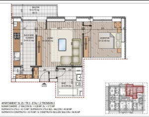 Apartament 2 camere, etaj p/1/2 nr 15/19/,23, suprafata 46.88 mpt, Ideal Residence Calitei - Img 1