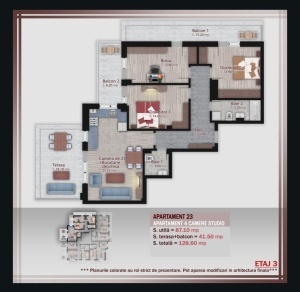 Apartament 4 camere cu TERASA si 2 Balcoane tip PENTHOUSE, suprafata 87.10+41.50 mpt, METROU Nicolae Teclu , Theodor Pallady