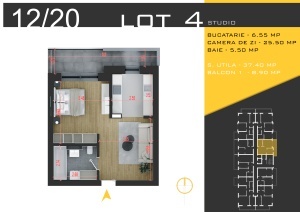 Apartament studio 2 camere,nr12/20/28,bl4, suprafata 46.45 mpt ,Theodor Pallady, Nicolae Teclu Metrou, Rossa Residence - Img 5