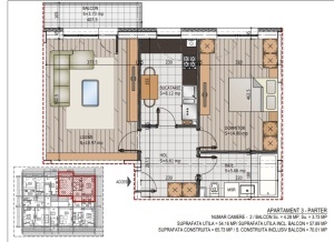 Apartament 2 camere decomandat, nr 3bl1/14bl3, suprafata 57.89 mpt, Ideal Residence Calitei