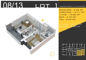 Apartament 2 camere decomandat, nr8/13,bl1, suprafata 66 mpt ,Theodor Pallady, Nicolae Teclu Metrou, Rossa Residence - Img 6