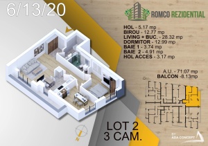 Apartament 3 camere, etaj 2 ,suprafata 79.20 mpt, Romco Bratarii - Img 1
