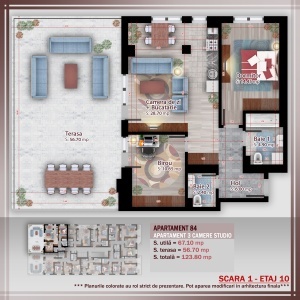 PENTHOUSE 3 camere FAMILY, sc 1, suprafata 123.80 mpt, SYA Towers, Theodor Pallady, 11 min METROU N Teclu