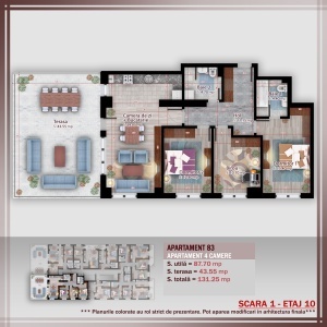 PENTHOUSE 4 camere GRANDE FAMILY, sc 1, suprafata 131.25 mpt, SYA Towers, Theodor Pallady, 11 min METROU N Teclu