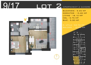 Apartament 2 camere decomandat, nr 9-17-25, bl2, suprafata 64.18 mpt ,Theodor Pallady, Nicolae Teclu Metrou, Rossa Residence