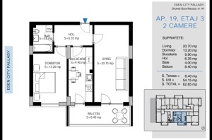 Apartament cu 2 camere decomandat, nr 7,13,19, suprafata 62.15mpt, Theodor Pallady, Nicolae Teclu, Victor Brauner