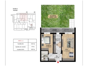 Apartament 2 camere cu GRADINA proprie, scA, nr4, suprafata 61.55 + 49 mp, Theodor Pallady, Victor Brauner, Metrou N.Teclu