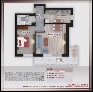 Apartament 2 camere decomandat nr 12 / 19 - scara 1 - suprafata 70.80 mpt - FIRST ONE - Calitei - Theodor Pallady - - PROMOTIE cu PARCARE inclusa
