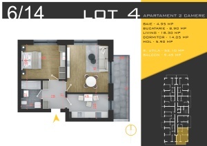 Apartament 2 camere decomandat,nr 6/14/22,bl4, suprafata 61.52 mpt ,Theodor Pallady, Nicolae Teclu Metrou, Rossa Residence