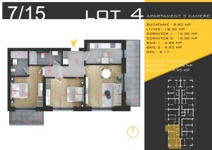 Apartament 3 camere decomandat, 2 balcoane, nr7/15/23,bl4, suprafata 89 mpt ,Theodor Pallady, Nicolae Teclu Metrou, Rossa Residence - Img 5